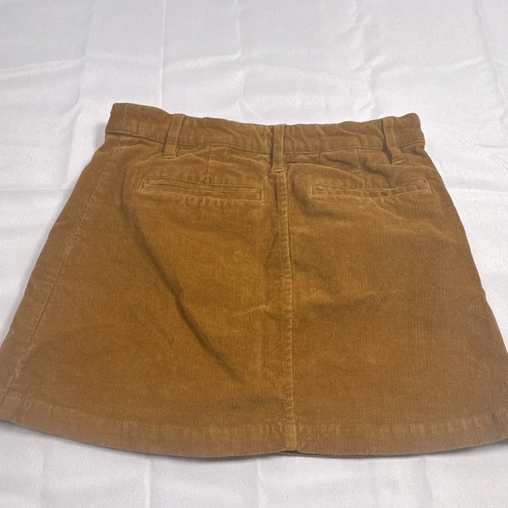 Crewcuts Girls Brown Corduroy A-Line Button Front Skirt Pockets Size 8